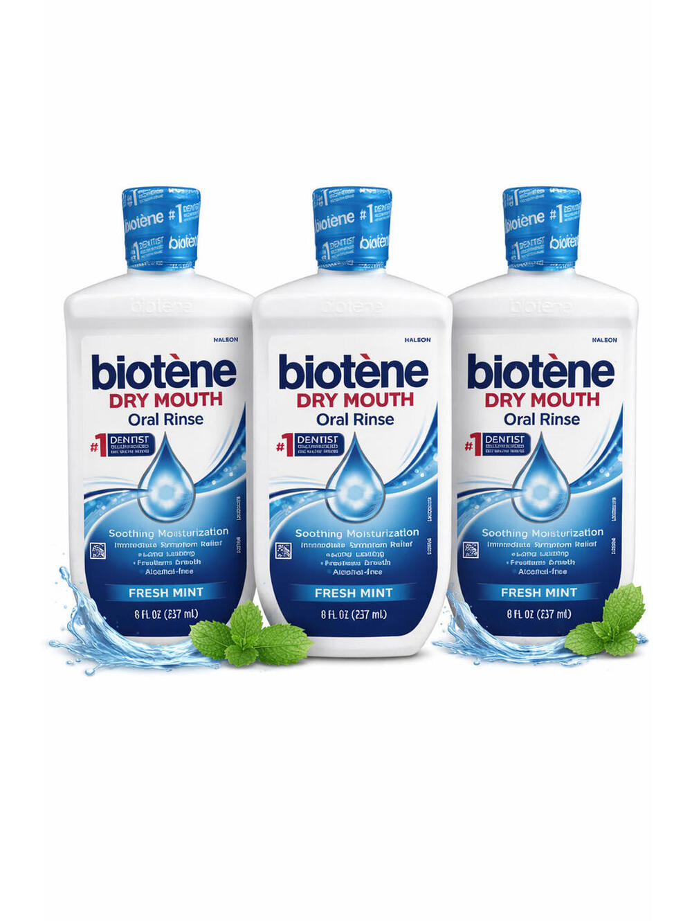 Biotene Dry Mouth Oral Rinse Mouthwash, Fresh Mint Flavor, 8 fl oz (Pack of 3)